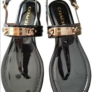 COACH Catherine Black Patent Sandals